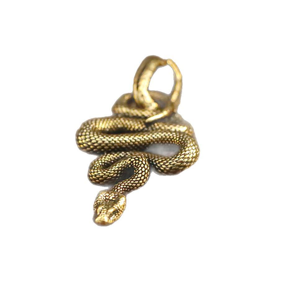 Antique Brass Three-Dimensional Zodiac Snake Keychain Pendant