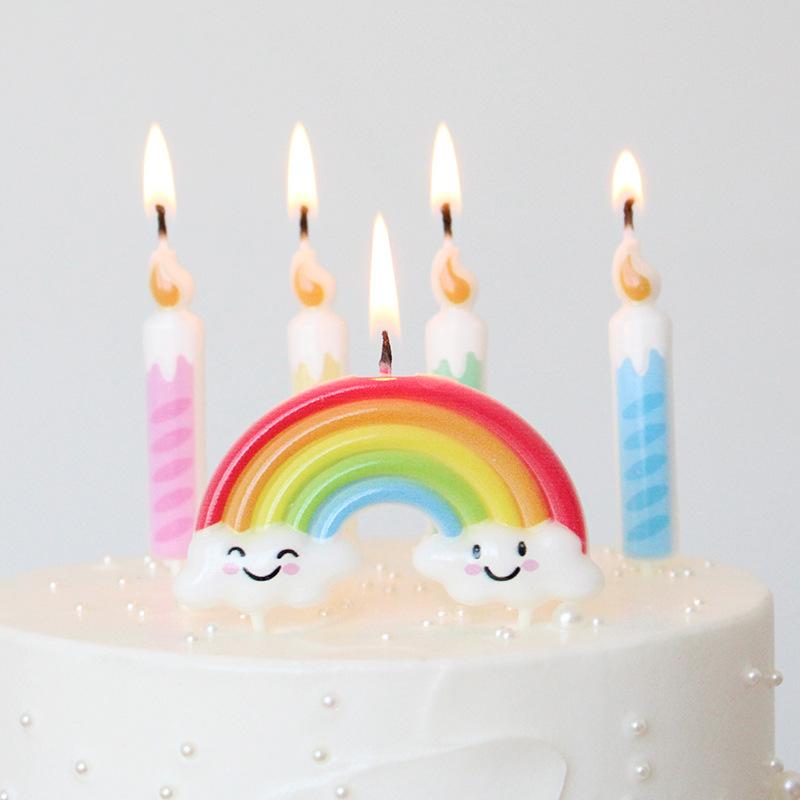 Ins Wind Romance Rainbow Memory Frozen Candle Set Creative Party Baking Like Spiral Colored Candle
