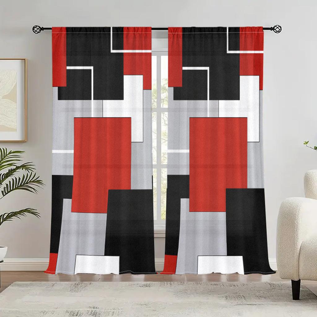 

Красный Черный Современный Стиль Геометрия Оконные Шторы для Гостиной Спальни Кухни Современные Шторы Украшения Дома Шторы Жалюзи 200W220Hcm(78x86in)&Rod Pocket красный