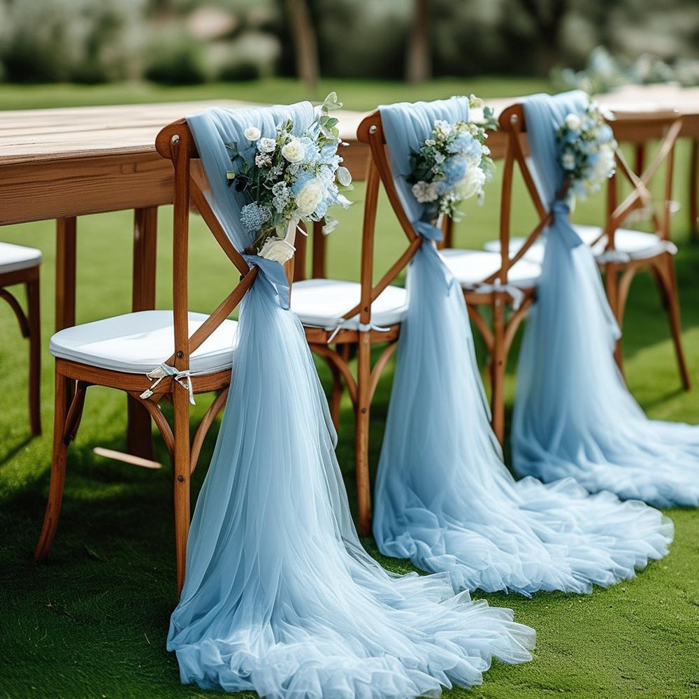 Set of 10/50 Chair Sashes Elegant Wedding Chair Decor Semi-Sheer Tulle for Wedding Parties Churches Christmas Aisle Accent
