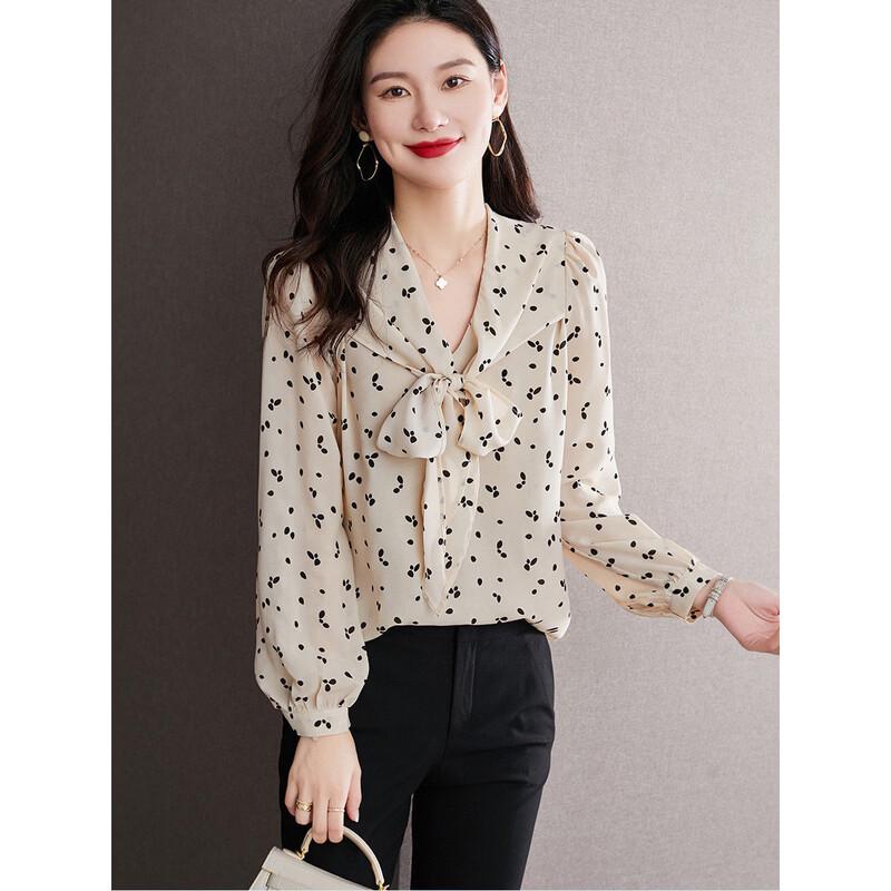 Srcr Polka Dot V-Neck Long Sleeve Blouse 2XL