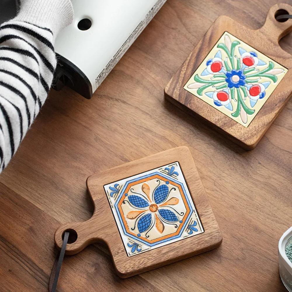 Retro Wood Tile Insulated Mats Anti-Scalding Table Mats Home Decoration Placemats  Cup
