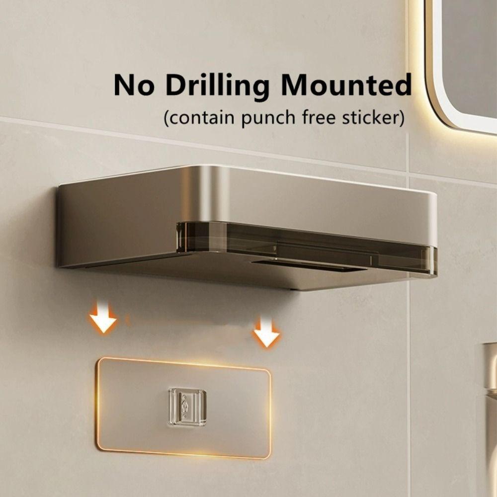 Heavy Duty Wall-mounted Soap Dish Self Adhesive Carbon Steel Soap Drain Box with Drain Water Rust Prevention Soap Dish Holder