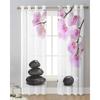 Orchid Black Stone Blush Pink Floral Pure White Soft Tulle Transparent Drapes Perfect for Living Room Decoration Window Panel Curtain for Bedroom