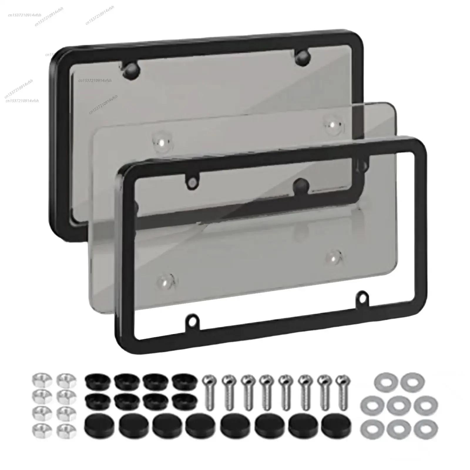 2PCS Universal American License Plate Frame with Screws Number Plate Car Plate Frame 6Inchx12inch for Truck Vehicles Auto