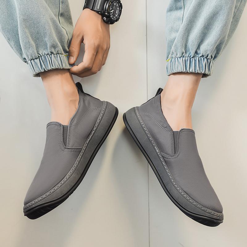 Fashion PARZIVAL Men Canvas Shoes Breathable Ice Silk Men's Loafers Solid Black Grey Green Mens Shoes Slip-on Driving Shoes Moccasins