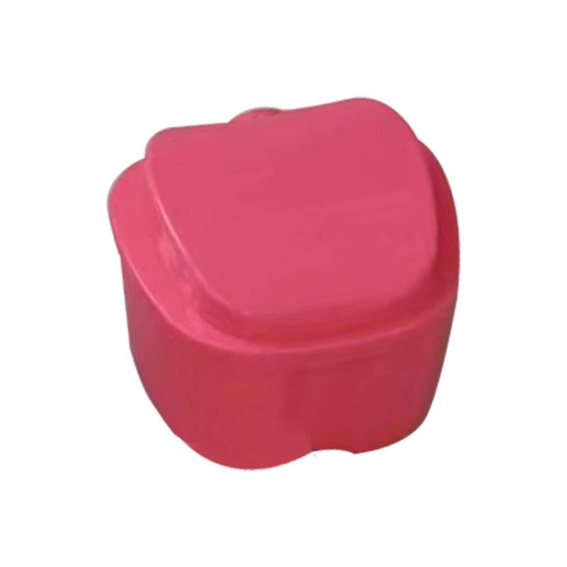 Apple Shape Denture Bath Box Case Dental False Teeth Storage Box with Hanging Net Container