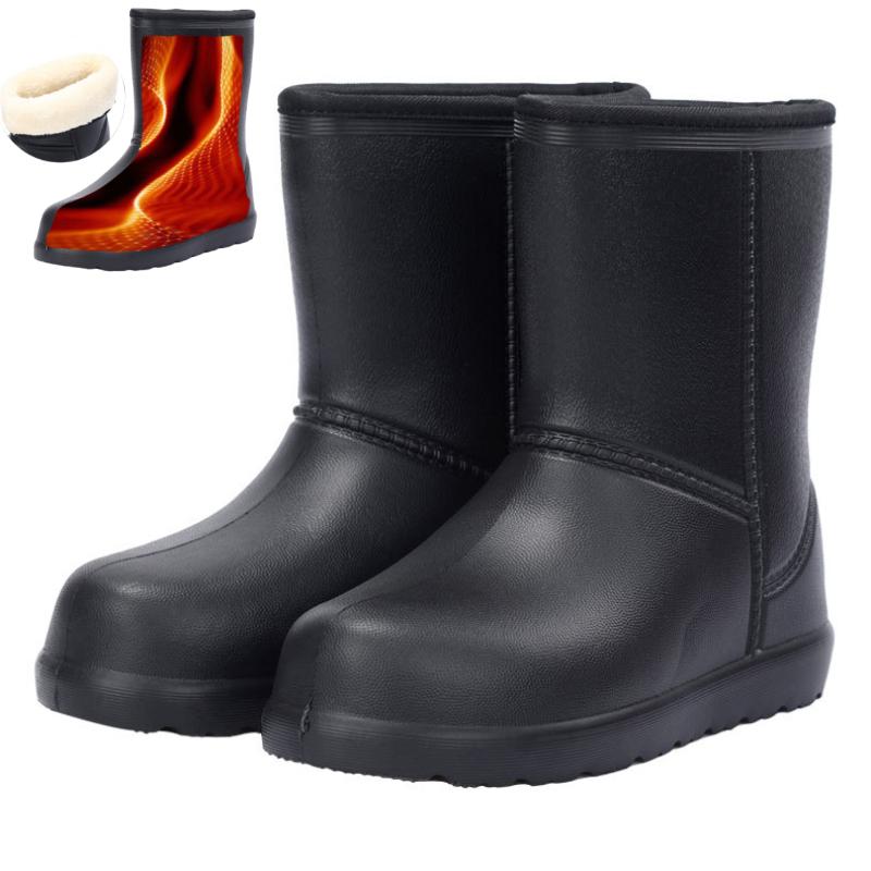 Cizme de ploaie tub EVA Negru Iarnă Calde și din bumbac catifelat Cizme de ploaie Antiderapante Pantofi de apă pentru pescuit Cizme de ploaie pentru asigurarea muncii