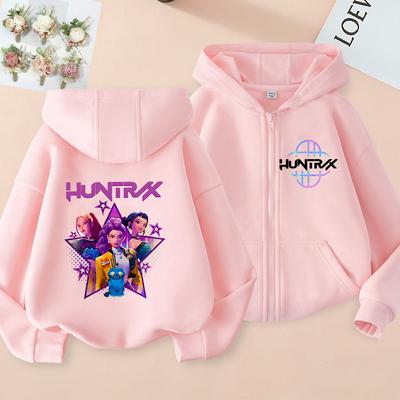 Kpop Dämonenjäger Hoodie Mantel Kinderkleidung Kind Mädchen Junge Sweatshirt Reißverschluss Kapuzenpullover Baby Freizeit Oberteil