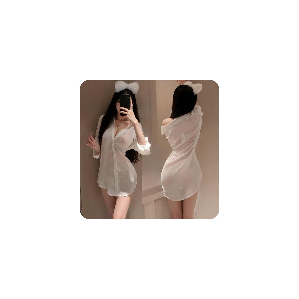 Cosplay Sexy Sexy Adult Adult Goods [Sanmaru] Shirt, Uniform, Women's, Lingerie, Extreme, Pervert, SM, White, See-through, Ultra-thin, T-back,