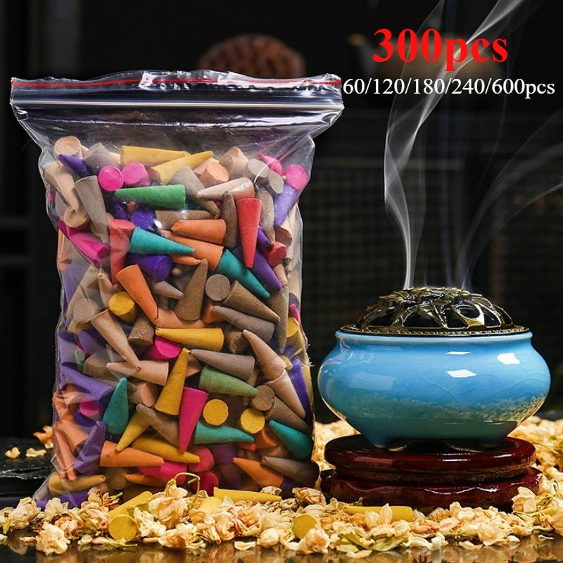 Mixed Natural Reflux Tower Incense Cone Rose Lavender Aromatherapy for Smoke Odor Remover Anxiety Relief Meditation Fragrance