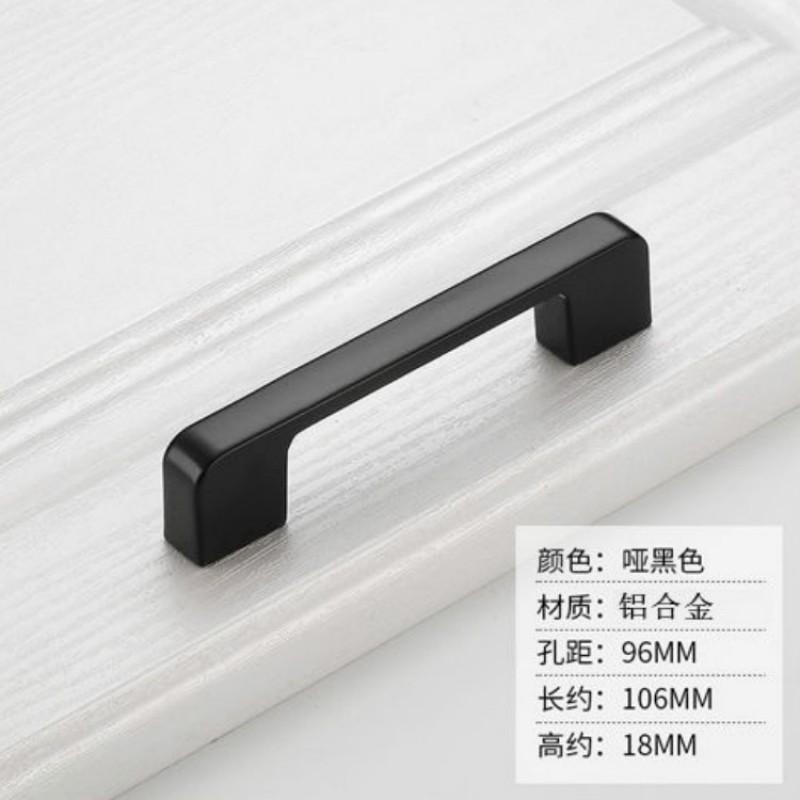 Aluminum Black Cabinet Pull Handle Drawer Wardrobe Door Single Hole Bow Shape Modern Hardware