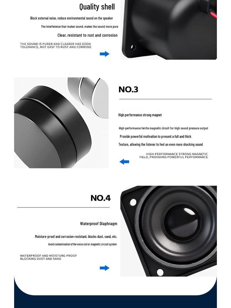 JingGeYuan 5757 4 Ohm 5W Multimedia Double Magnet 2-Inch Full-Range Horn Speaker