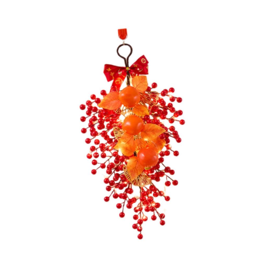 Chinese New Year's Blessing Wreath 2026 Crafting Berry Garland Spring Festival Hanging Ornament for Home Fireplace Restaurant