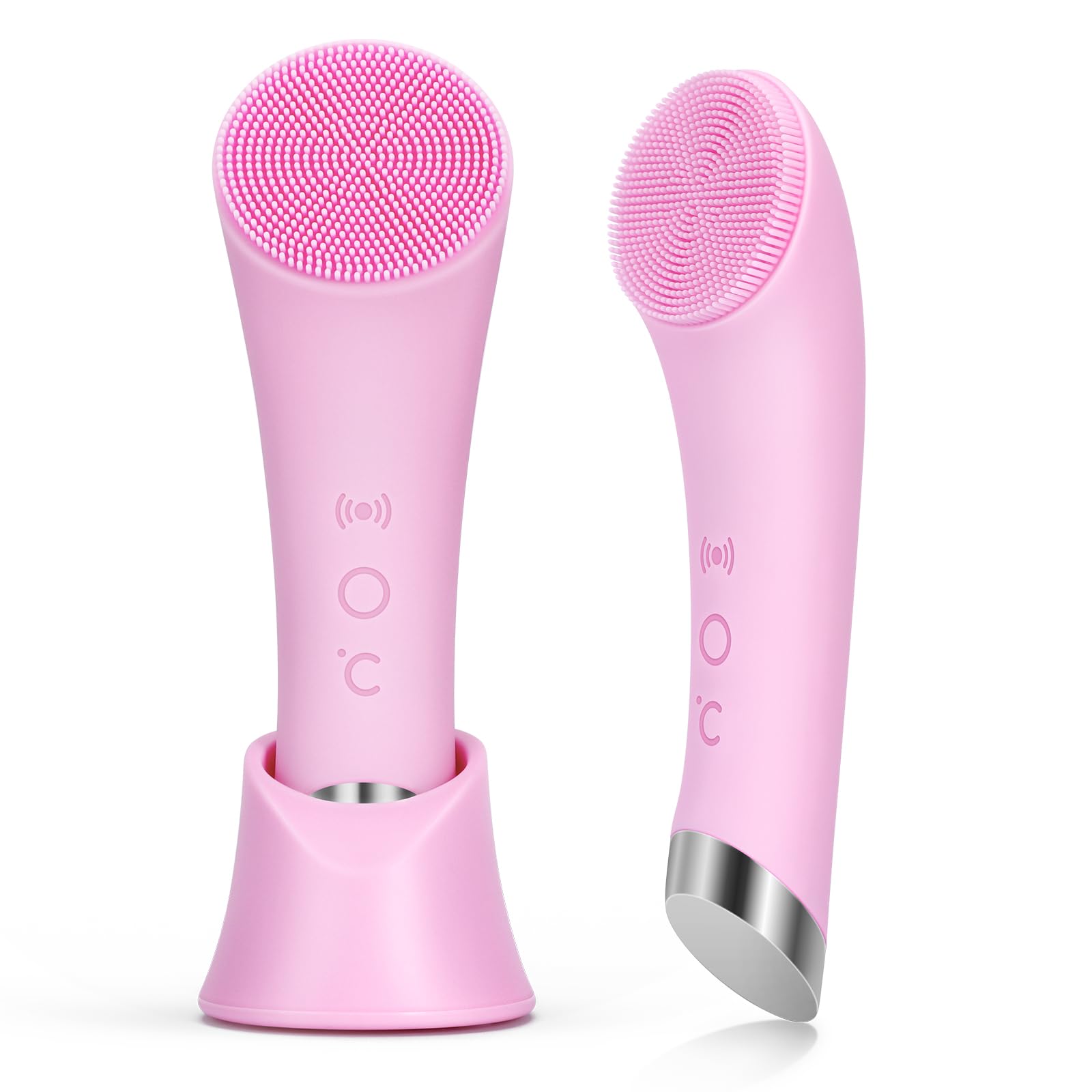 

Facial Cleansing Brush, Rechargeable Silicone Face Scrubber with Heat Massage End, Vibrating Exfoliator Scrubber for Deep Cleaning, Waterproof Face розовый