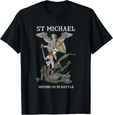 New Limited Saint Michael The Archangel Defend Us In Battle T-Shirt Tops TeeA