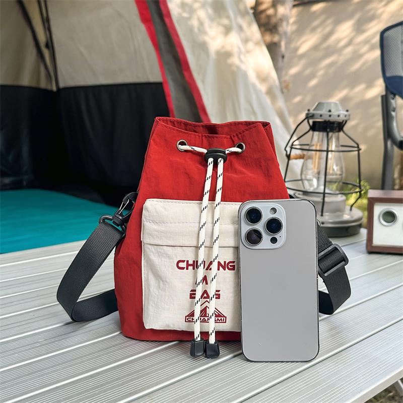 Shoulder Bag Unisex Drawstring Beveled Mobile Phone Bag Outdoor Messenger Bag