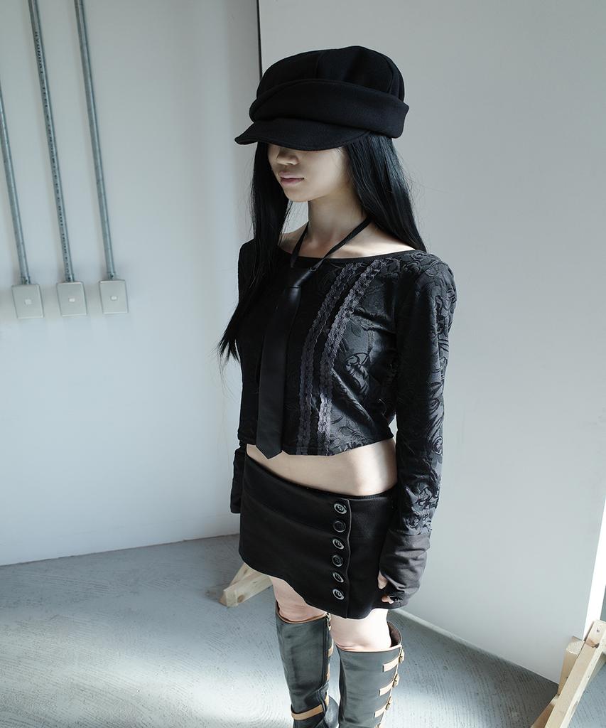 Miae Classic Button Pants Skirt - Black