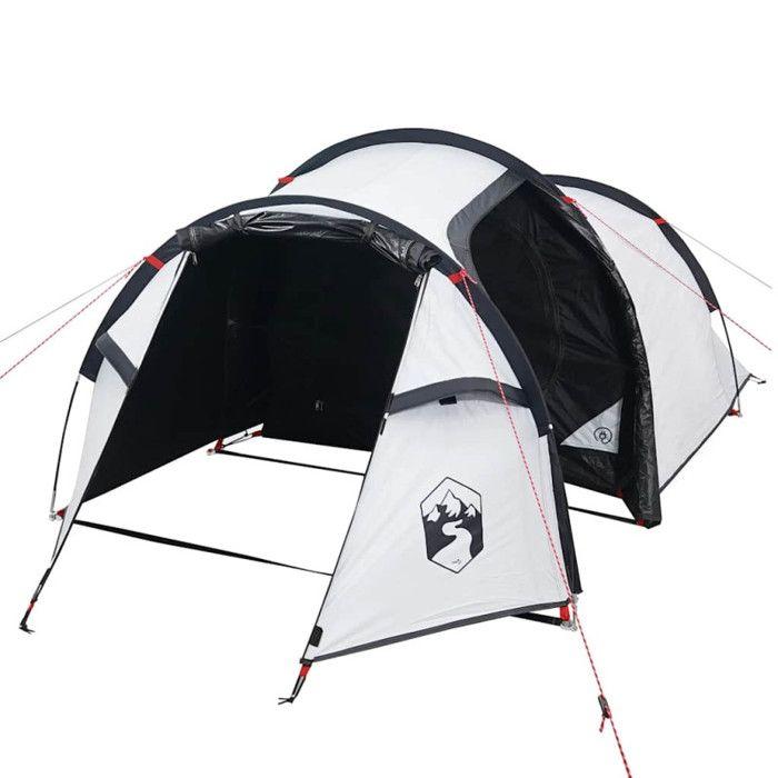 VidaXL Camping Tent 4 Person, Shade Tent with Bag, Portable Awning with Sidewalls for Hiking, White 94393