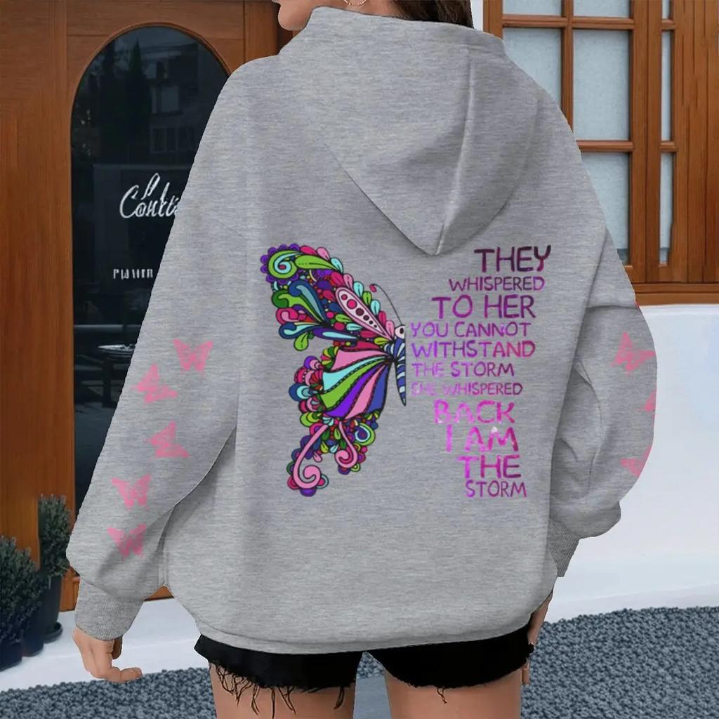 Color Butterfly Women's Men's New Spring Autumn Fashion Hoodies Vintage Butterfly Long Sleeve Outdoor Street Tops Hoody