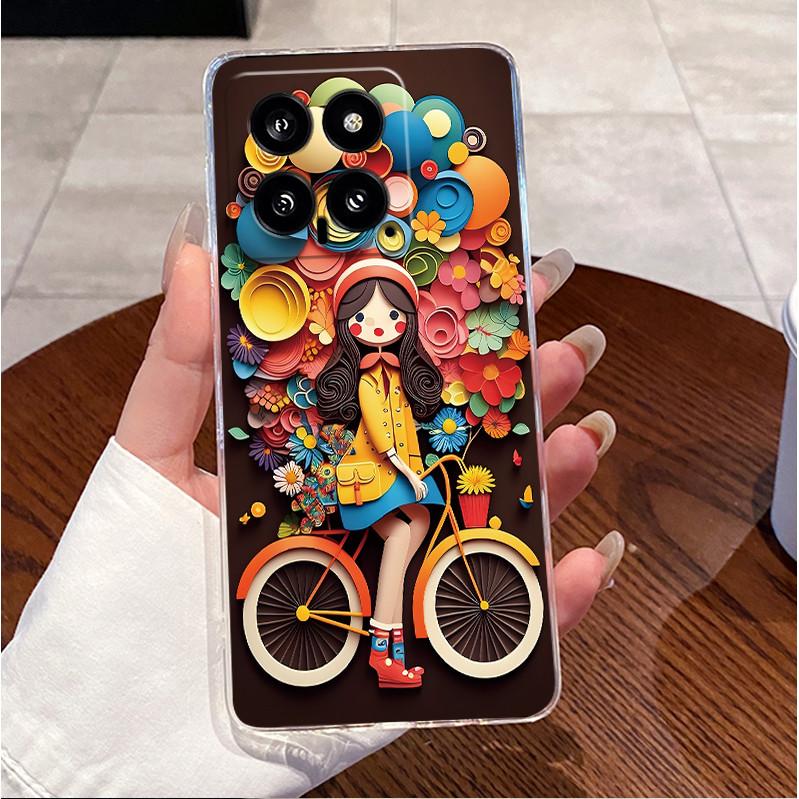 For Xiaomi Mi 14 / 14 Pro Clear Case Luxury Cute Love Rabbit Funny Ultra Slim TPU Silicone Soft Back Cover For Mi14 14Pro Casing