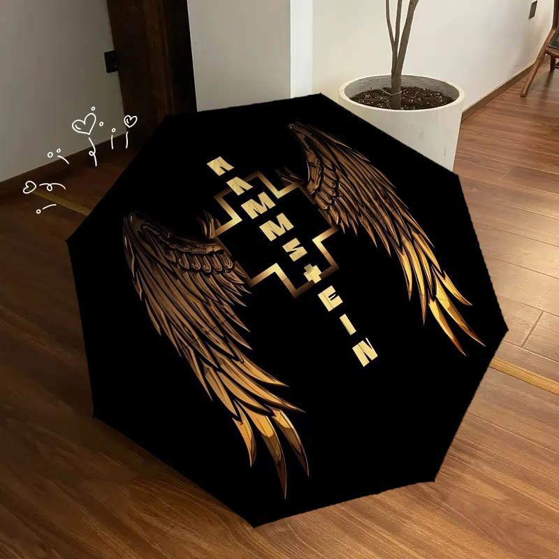 1pz Ombrello di Alta Qualità a Tema Ali di Rammstein e Croce, Ombrello ad Apertura e Chiusura Automatica, Ombrello Multifunzionale G0811015