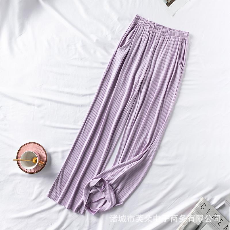 

Women s Modal Wide-Leg Drawstring Pants - Solid Color, Elastic Waist, Loose Fit for Home or Outdoors. Extra Large фіолетовий