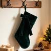 Xmas Party Supplies 19 Inch Velvet Christmas Stocking with Bow, Soft Large Fireplace Hanging Stockings for Gifts Sock Plush Cuff Mantel, Holiday Tree