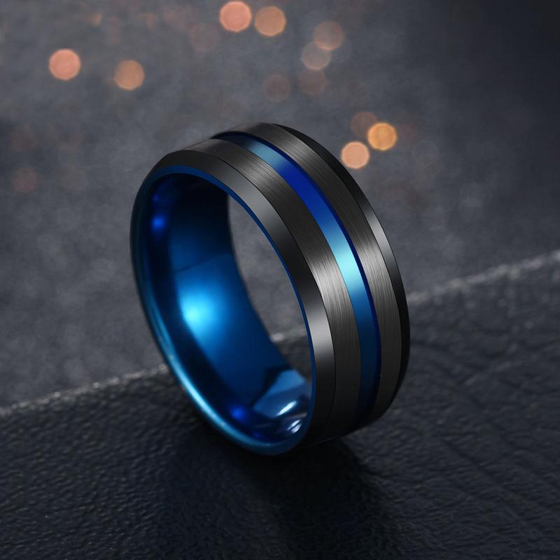 New Fashion 5 Styles Men's Black Blue Stainless Steel Rings Magnetic Therapy Weight Loss RingStainless Steel Ring Jewelry