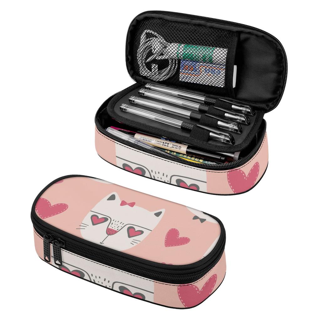 Pen Case High Capacity Strong Polyester Fabric Smooth Zipper with Main Pocket Mesh Layer and Removable Pen Divider for Boys Girls