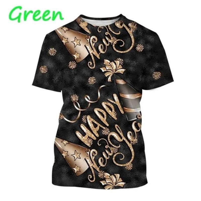 3D Tištěné Tričko Šťastný Nový Rok Pro Muže Ženy Osobnost Festival Nový Rok Tričko Topy Ležérní Oversized Trička Streetwear