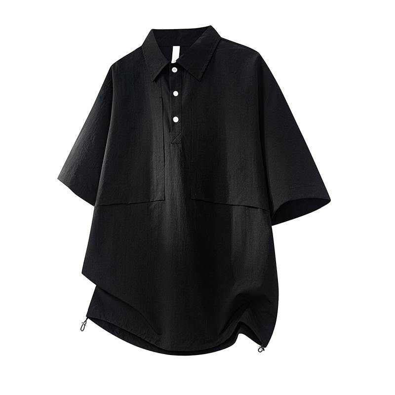 Retro Workwear Short Sleeved Shirt Men's Loose Collared Casual Shirt Summer Shirt