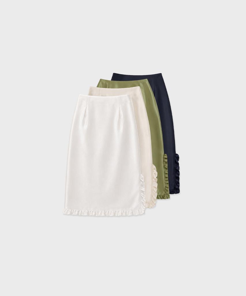 Ini Summer Frill Skirt - Olive, Cream, White, Navy