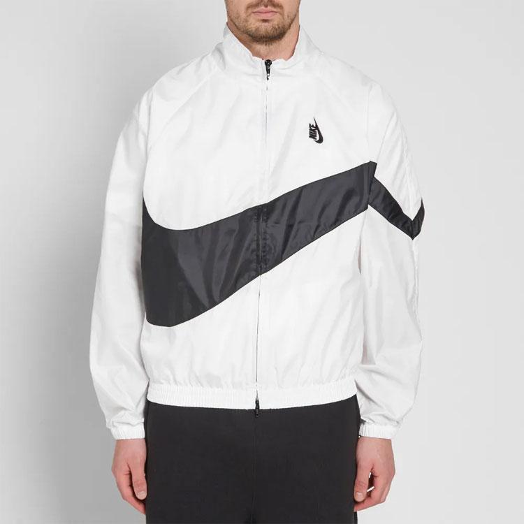 Nike Lab Heritage Stand Collar Zip Jacket With Large Swoosh Men Jackets White Black AA1569-100