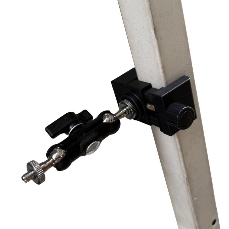 Adjustable Camera Mounting Clip Double 1/4 Thread Holes For Table Tube Fitting 17mm To 45mm Diameter Objects