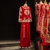 Men's 2024 Xiuhe Velvet Wedding Suit: Chinese Groom Dragon & Phoenix Gown, Plus Size Available