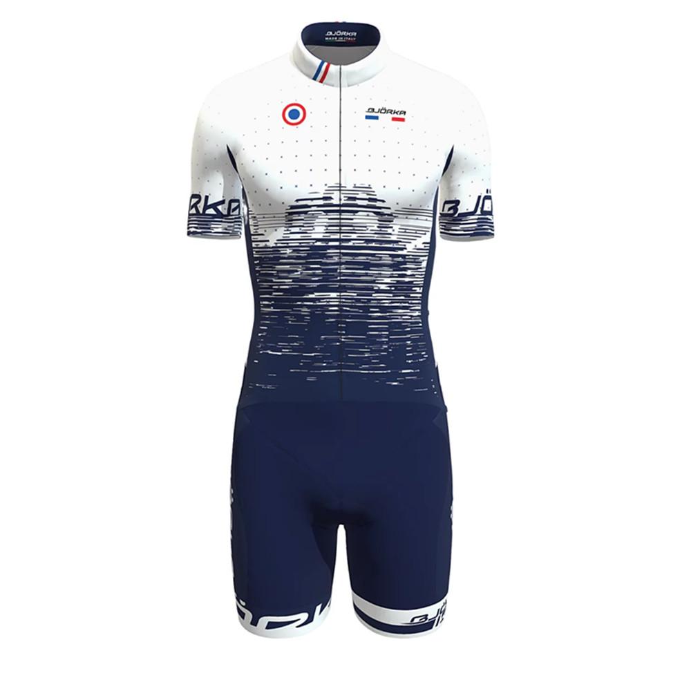 2026 Bjorka France Cycling Team Clothing Summer Men's Short Sleeve Jerseys Camisa La Maglia Ciclismo Gel Pad Bib Shorts Mtb Suits