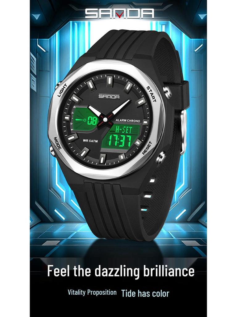 SANDA Sports Watch: World Time, Multifunctional Chronograph, Waterproof, Unisex
