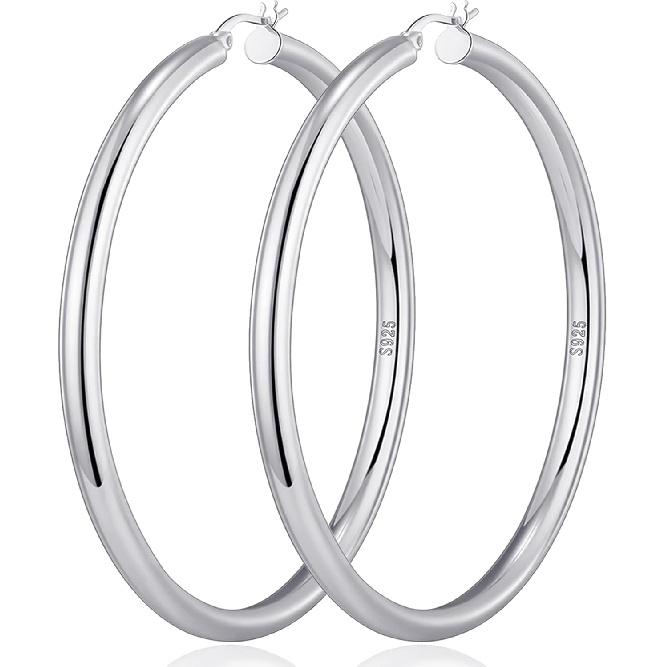 4mm Thick Gold Chunky Earrings Steling Silver Post Hoops Earrings For Women Hollow Tube Hoops Earrings Thick Gold Hoop Earrings Hypoallergenic