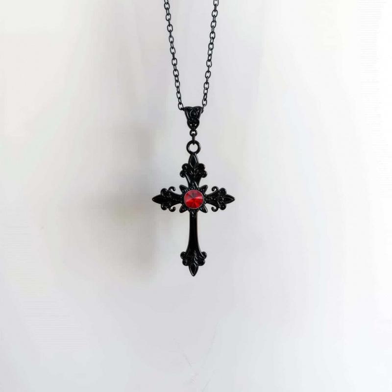 Gothic Rhinestone Cross Necklace with Original European and American Design