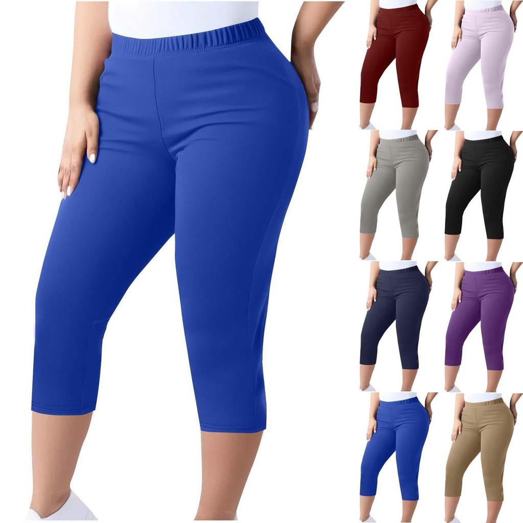 Caprileggings med hög midja och resår i midjan, plus size, i flera färger