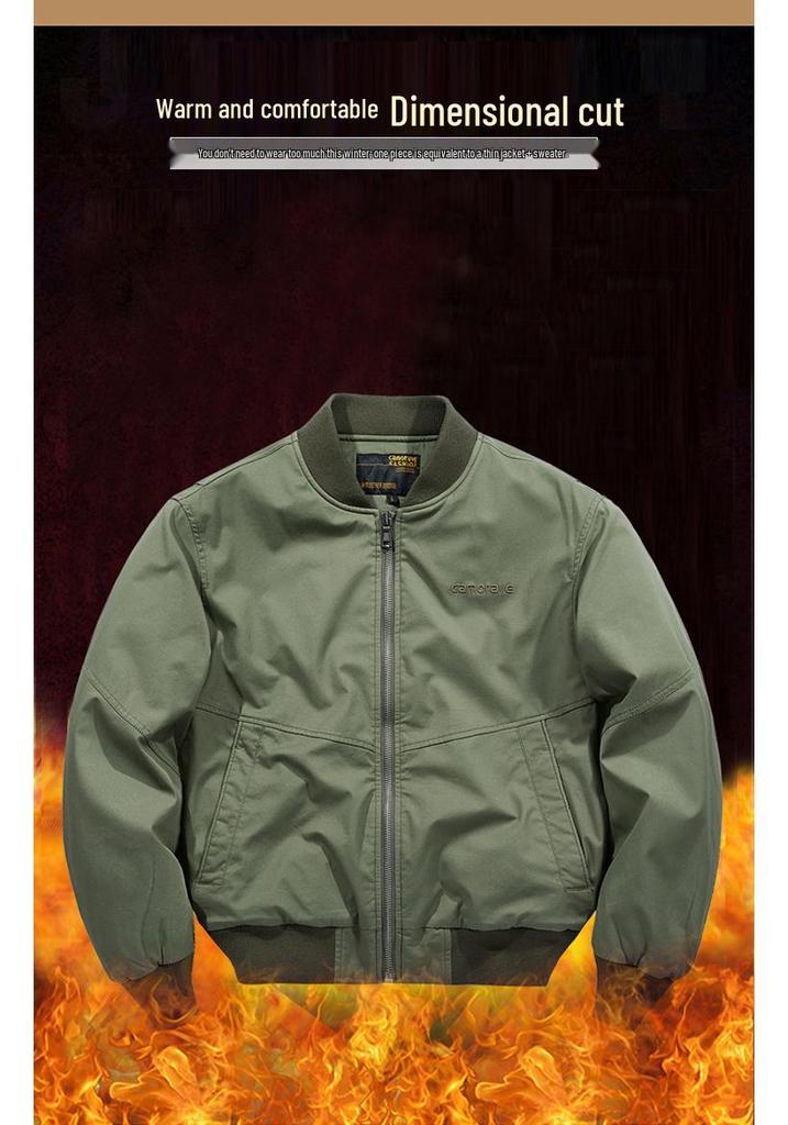 Men's Loose-Fit Cotton Baseball Jacket for Spring/Autumn
