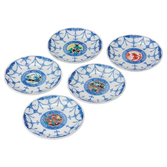 

Набор тарелок Кутани Иватая 4,5 дюйма, живопись периода, K8-22