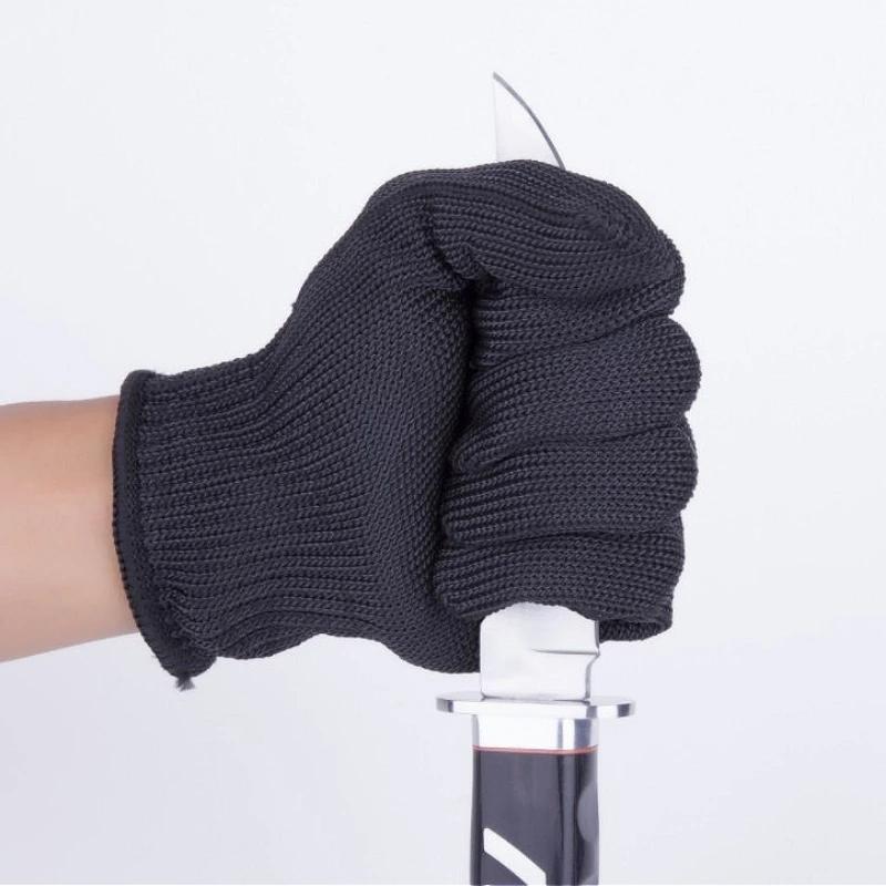 1 Pair Anti Cutting Gloves Wear Resistant Work Gloves Black Self Defense Gloves Steel Wire Metal Mesh Gloves Security Protection
