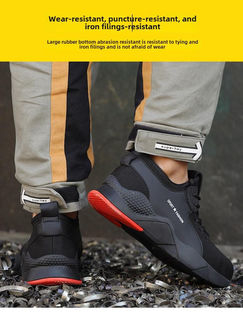 Men's All-Season Steel Toe Safety Shoes, Anti-Smash/Stab, Breathable Big G Weave, Rubber Sole