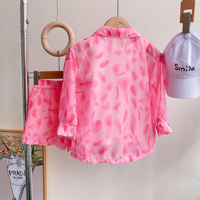 New Baby Girl Leopard Print Sun Protection Set - Long Sleeve Two-Piece