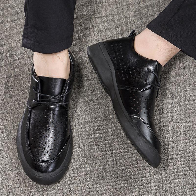 

Мужская обувь Весна и Осень Деловая мужская повседневная обувь Повседневная обувь в британском стиле с мягкой подошвой Кожаные туфли с круглым носком для мужчин 44