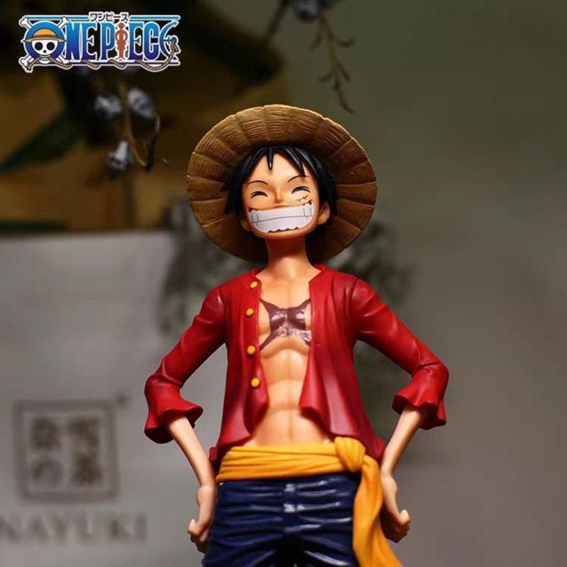 Hand-run Model Anime Laughing Luffy One Piece Can Change Face Super Big Luffy Smile Group Children Toy Collection