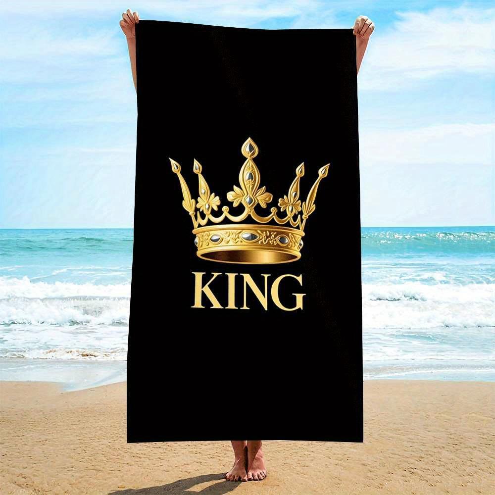

Black Golden Crown KING Microfiber Beach Towel, Quick-Dry Strong Wrap for Beach Pool Use W30*H60(CM)