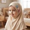 with Floral Ornament Crystal Linen Headscarf Soft Head Cover Beautiful Head Wrap Turban  Children